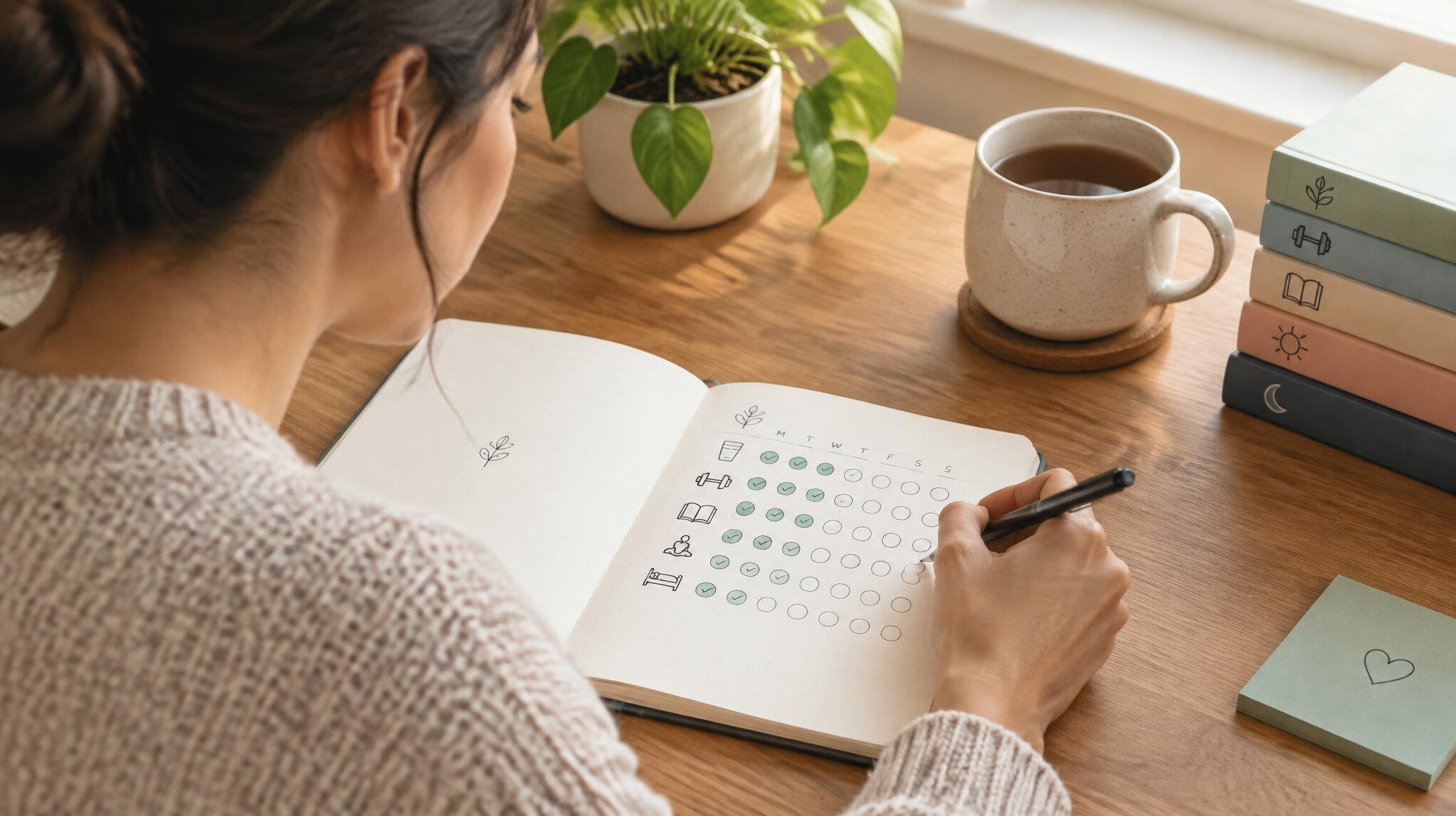 person writing in journal