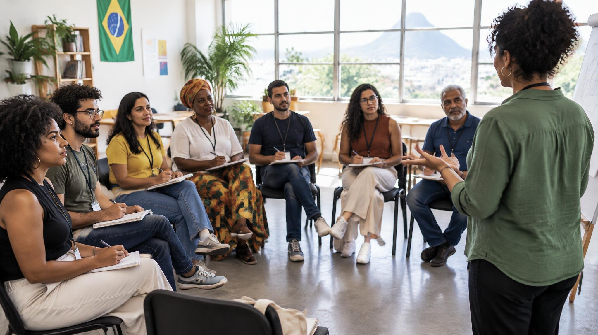 Group of adults in a workshop setting taking notes